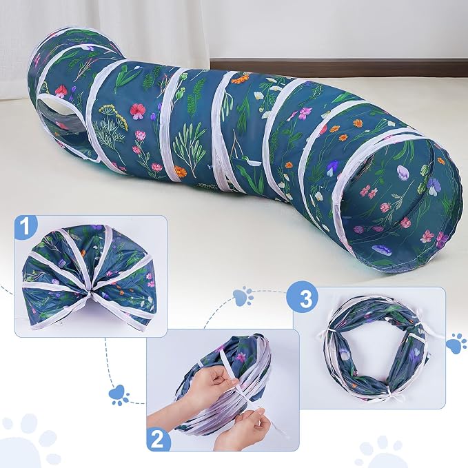 Glittme S-Shape Cat Tunnel, Foldable Cat Tunnels for Indoor Cats