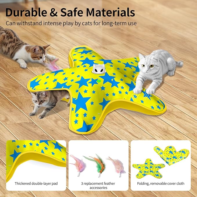 Interactive Cat Toys for Indoor Cats with Moving Concealed Feathers