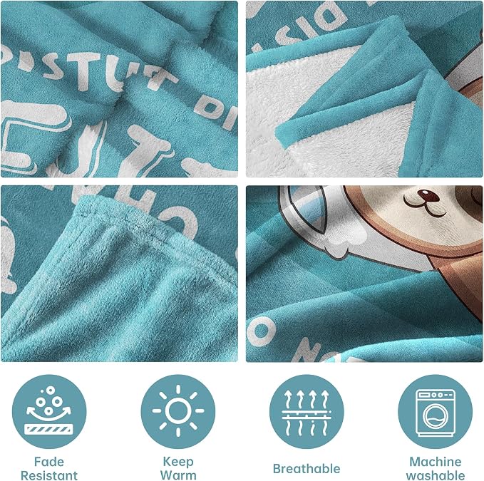 Leebbsin Funny Gifts for Wife, Anniversary Wedding Gifts for Wife | Wife is Charging Sloth Blanket 60" x 80", Cyan, Christmas Mothers Day Birthday Gift for Wifey from Husband
