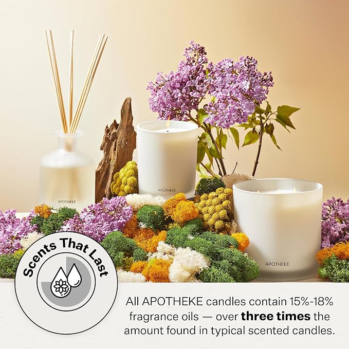 Apotheke Signature Scented Candles for Home, Earl Grey Bitters - 10.5 oz - Soy Wax, Non Toxic, Large Jar White - Luxury Candle Gifts for Women & Men - Bergamot, Peony, and Lemon