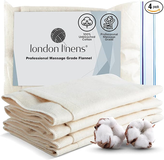 100% Natural Cotton Flannel 4 Pieces Castor Oil Pack wrap for Liver Detox. Unbleached Super Soft Double Brushed All Cotton Flannel, 3 Superior Layers with Added Front Pocket for hot/Cold Pack.