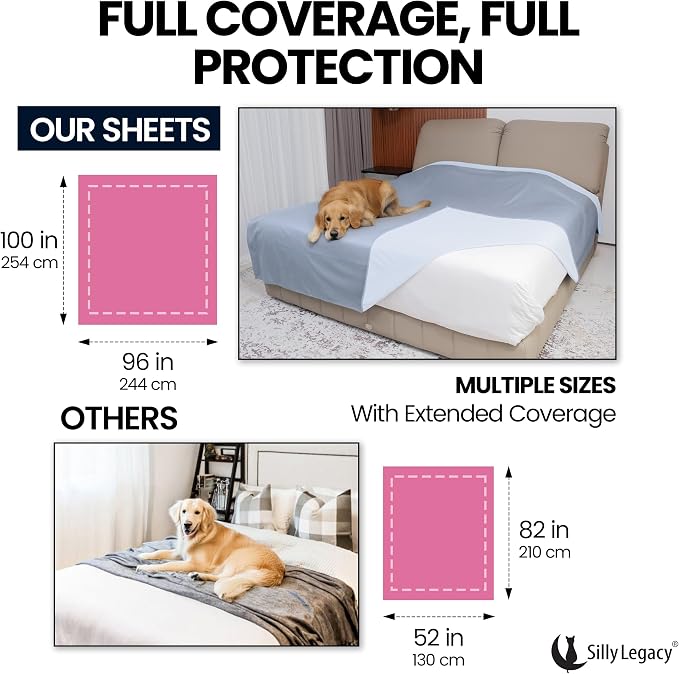 Thin Reversible Waterproof Protective Bed Cover (King Size, 100 x 96 inch), for Pets, Babies; Incontinence, Dirt, Drool