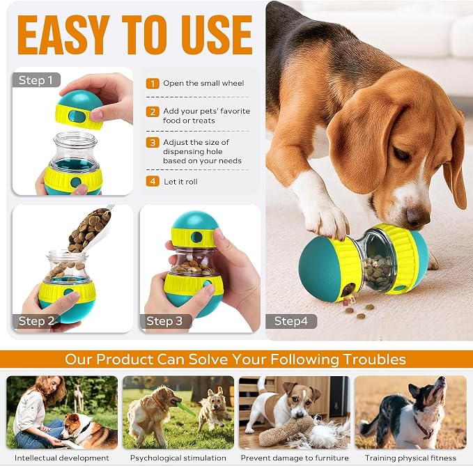 Interactive Dog Treat Dispenser Ball, Adjustable Puzzle Toy for Mental Stimulation and Slow Feeding, Food Grade ABS, Red and Blue, for Small Medium Large Dogs (Green)