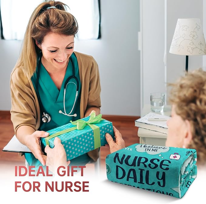 Craftique Nurse Gifts for Women Men- Nurse Blanket with Daily Affirmations | LPN RN Gifts for Nurses, Appreciation/Graduation/Christmas/Birthday Gifts for Nurse, Nursing School, Nurses Week/Day, Soft