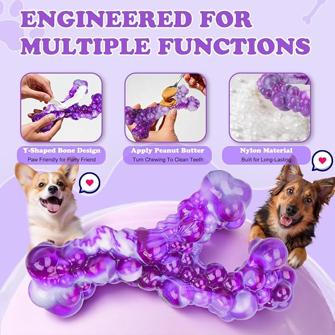 3Pack Bone Indestructible Dog Chew Nylon Toys for Aggressive Chewers
