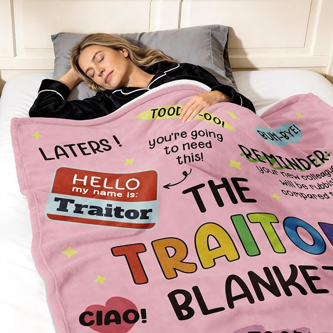 Farewell Gifts for Coworkers, Coworker Leaving Gifts for Women, Men | Pink Traitor Blanket 60" X 50", Goodbye&Going Away Gifts for Coworker, Work Besties, Leaving Gift for Employee Colleague Boss