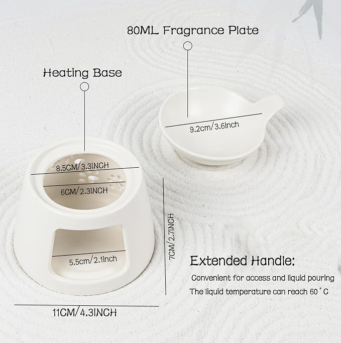 Ceramic Wax Melt Burners,Tea Light Candle Warmer,Essential Oil Burner,Candle Wax Burner Humidifier Yoga Aromatherapy Fragrance Diffuser for Living Room,Bedroom,Office Decoration,White,4 * 5IN