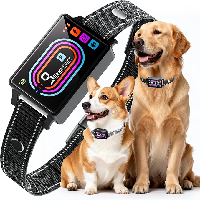 Dog Bark Collar, Smart Bark Collars for Dogs 5–130 lbs, Upgraded Anti Bark Training Collar with Beep, Vibration & Shock, 9 Sensitivity Levels, 5 Training Modes, Rechargeable & IPX7 Waterproof