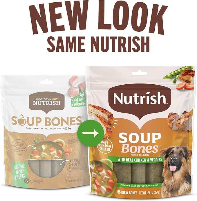 Nutrish Soup Bones Chicken Dog Chews, 23.1 oz. Bag, 11 Treats (Rachael Ray)