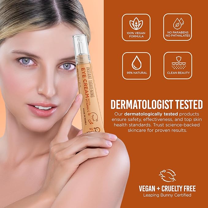 Quick Fix Vitamin C Instant Eye Tightener – Under Eye Cream for Dark Circles, Puffiness & Bags – Dermatologist Tested, Anti-Aging, Korean Skin Care – Vegan, Clean Beauty, Cruelty-Free – .67 Fl Oz