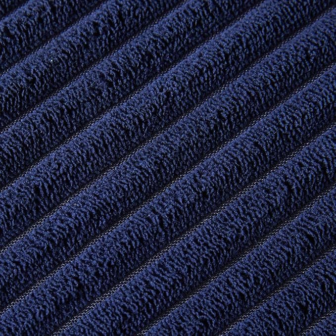 Fancy Homi Pack of 2 Decorative Throw Pillow Covers with Pom-poms, Soft Corduroy Solid Square Cushion Case Pillow Cases Set for Couch Sofa Bedroom Car Living Room (22x22 Inch/55x55 cm, Navy Blue)