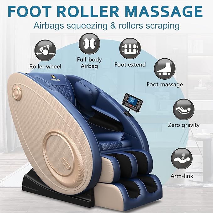 BILITOK Massage Chair Blue-Tooth Connection and Speaker, Recliner with Zero Gravity with Full Body Air Pressure, Easy to Use at Home and in The Office