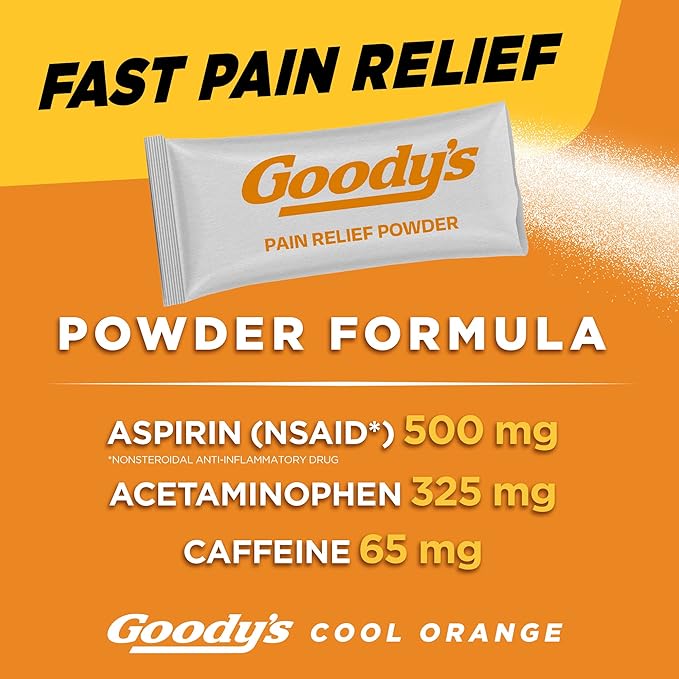 Goody's Extra Strength Headache Powder, Cool Orange Flavor, Dissolve Packs, 4 Individual Packets