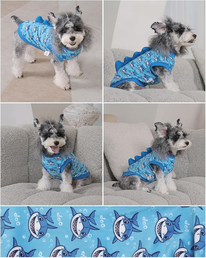 CuteBone Dinosaur Costume Dog Shirt, Stretchy Velvet T-Shirt Clothes for Small Dogs, Soft & Breathable Pet Tee Outfit Cat Apparel for Daily Wear, Cozy Pullover Design Puppy Fashion COSBX04M