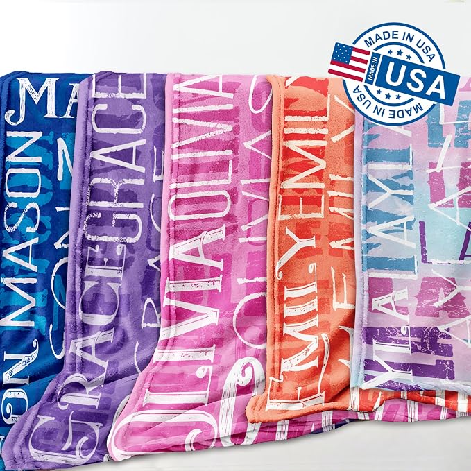 Yofair Ships Next Day, Personalized Blanket Gifts for Teen Girls Custom Blanket with Name Flannel Throw Girls Blankets Customized Daughter Gifts for Kids Adult