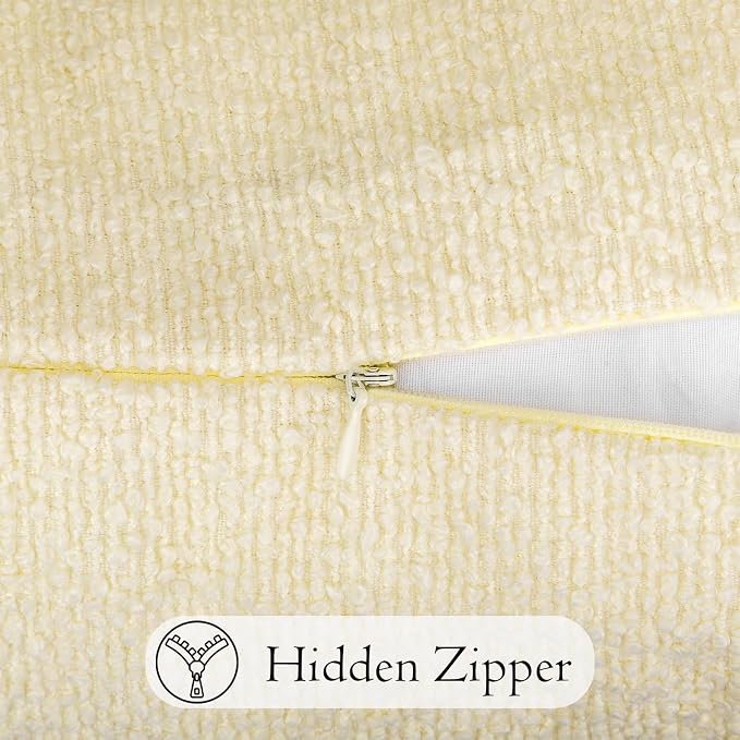 JoraLion 14x36 inch Boucle Lumbar Pillow Cover, Ivory Woven Texture Neutral Long Pillow Cover Breathable Cushion Case for Couch Sofa Bed Living Room Home Decor (Cover Only)