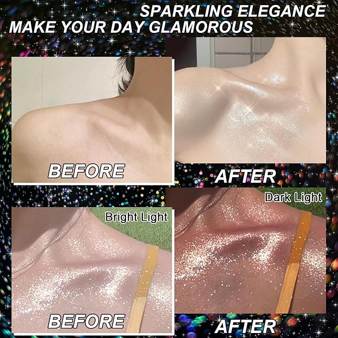 Hair and Body Glitter Spray, Temporary Shiny Hairspray for Face, Hair, Clothing, Holographic Shiny Glitter Long-Lasting Quick-Drying for Festival Prom Rave Accessories (Rainy-Rainbow, 2.11OZ)