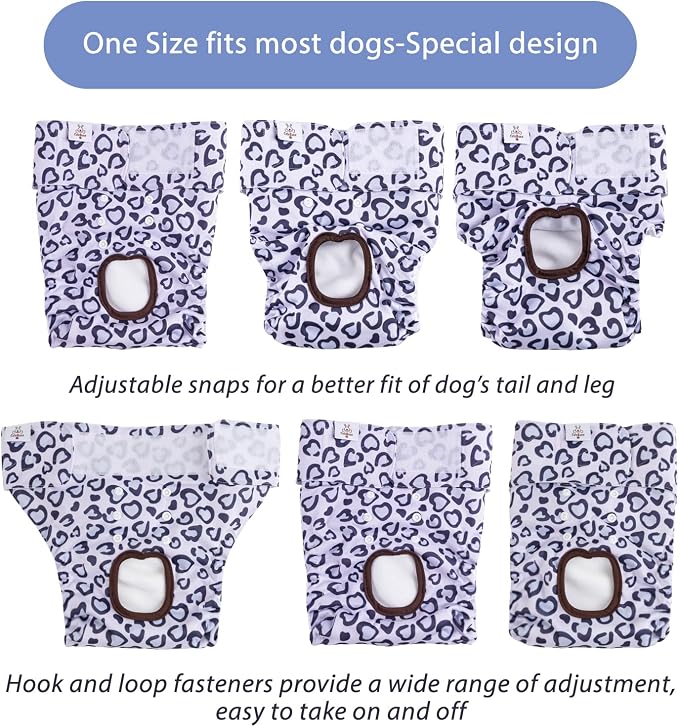 CuteBone Dog Diapers Female Washable Small Medium Large 3 Pack Reusable Doggie Diapers Puppy Period Pants for Doggy Heat Cycle Peeing