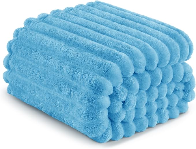 Exclusivo Mezcla Striped King Size Fleece Blanket for Bed, Couch, 90"x104" | Soft Breathable Cozy Bed Blankets, Lightweight Plush Fluffy Fuzzy Jacquard Decorative Blankets