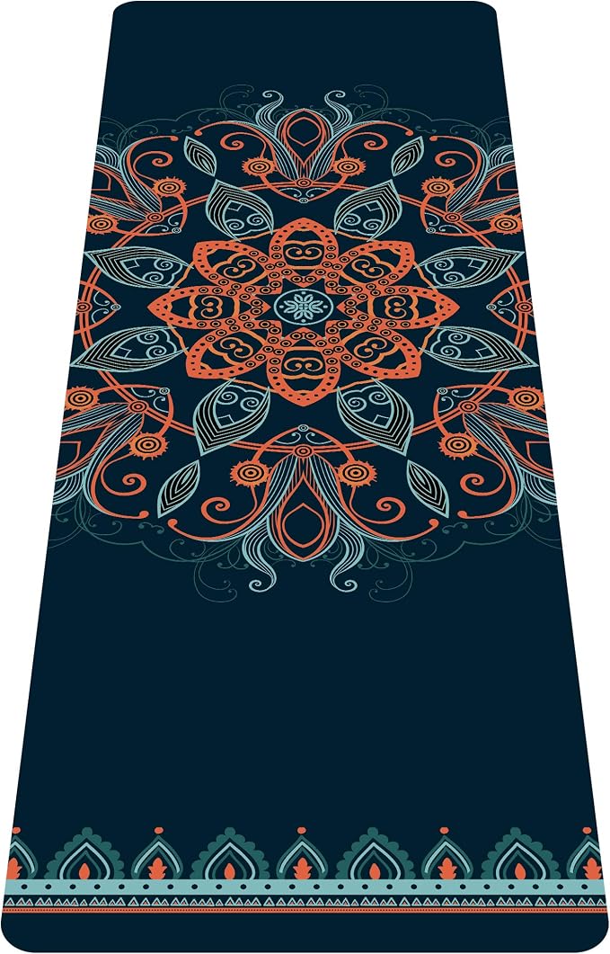 nuveti Printed Travel Yoga Mat-1/16 Inch Thick Non Slip Fitness Workout Mat with Carrying Bag, Foldable Lightweight Suede & Natural Rubber Yoga Mat for Yoga Pilates and Fitness 72" L x 24" W x 1.5mm