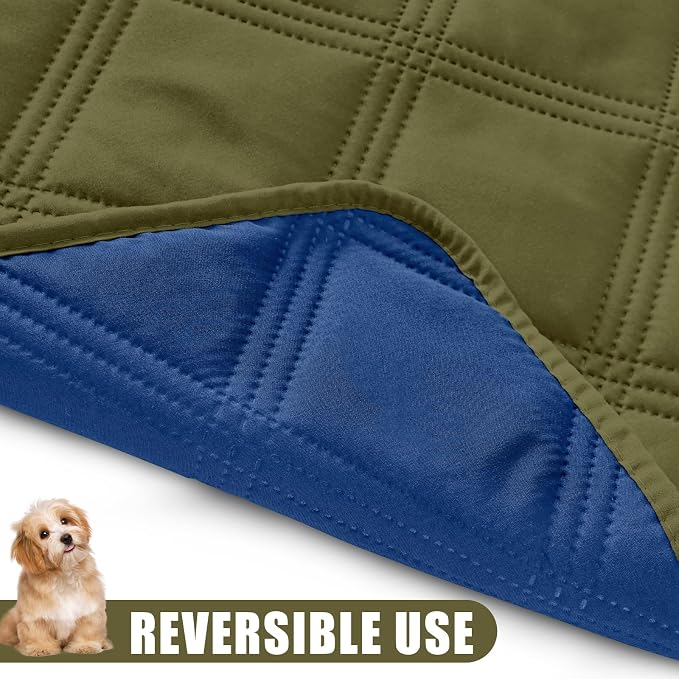 Smiry Waterproof Dog Bed Cover, Reversible Pet Blanket for Sofa Couch | Soft Washable Dog Blanket, Leakproof Couch Cover for Dogs Cats & Furniture Protection, 30x70, Green/Navy