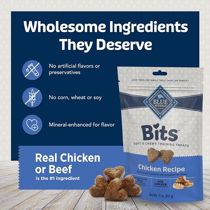 Blue Buffalo Bits Variety Pack Training Treats, 19 oz, 2 ct | Chicken & Beef Recipes, DHA for Cognitive Development, No Chicken By-Product, Corn, Wheat, or Soy