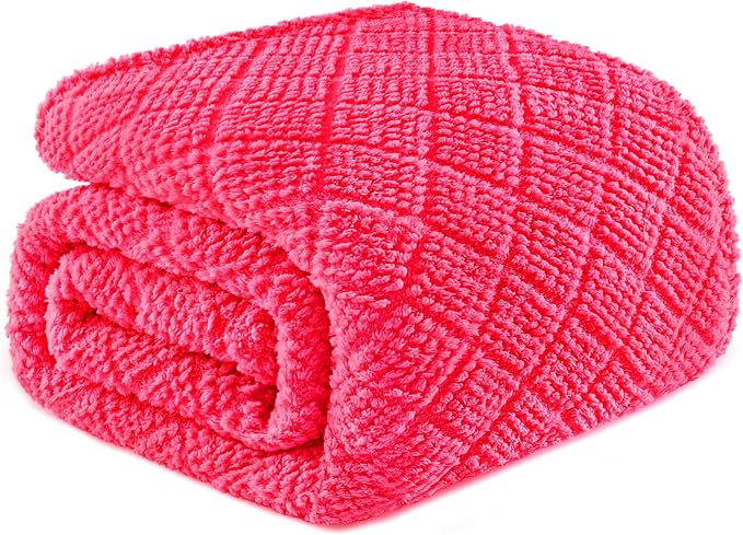 Whale Flotilla Soft Fleece King Size Blanket for Bed, Hot Pink | Jacquard Waffle Blankets for Home Decor, Lightweight and Cozy, All Season Suitable, 90x104 Inch
