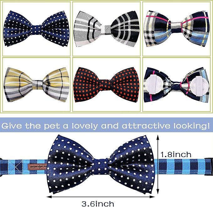 PET SHOW 5 Pack Dog Bowties Plaid for Small Dogs Slide on Collar