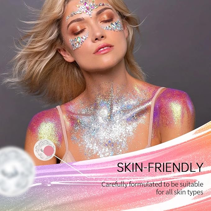 Rainbow Hair Glitter Stick, Perfect Sparkling Theme Day Neon Outfit Singer Concert Music Rave Festival Party Accessories Face and Body Glitter Makeup.
