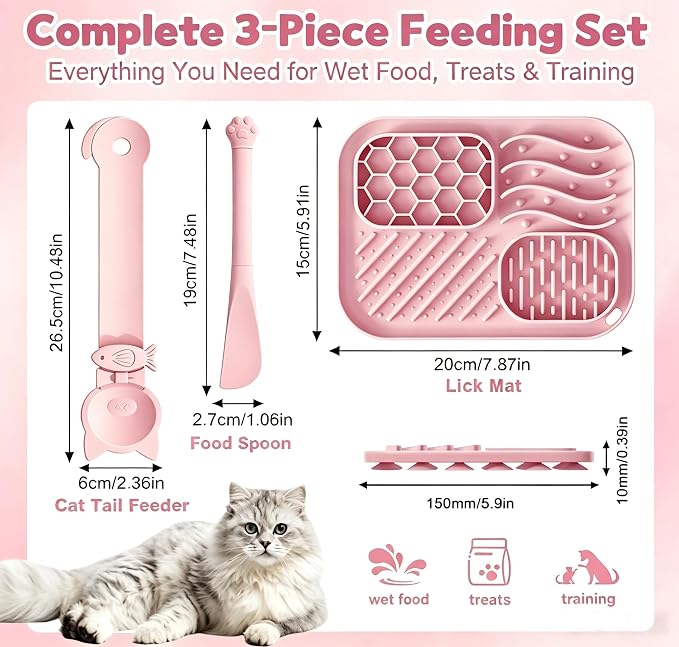 AZY 3-Piece Slow Feeder Cat Bowl Set with Strong Suction Cups