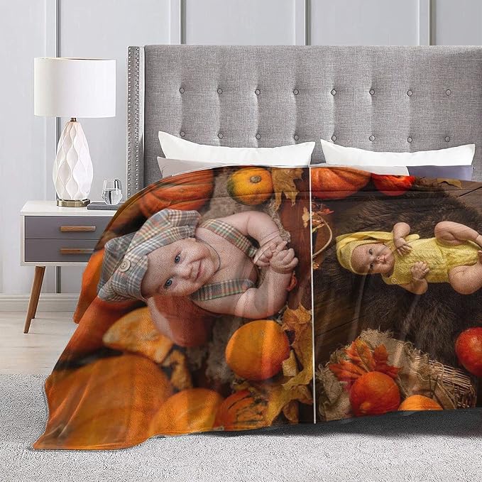 QETXVI Custom Blanket with Photos Text Customized Blanket Personalized Flannel Throw Blankets for Adult Kid Birthday Christmas Halloween Fathers Mothers Valentines Gift - 60"x 80"