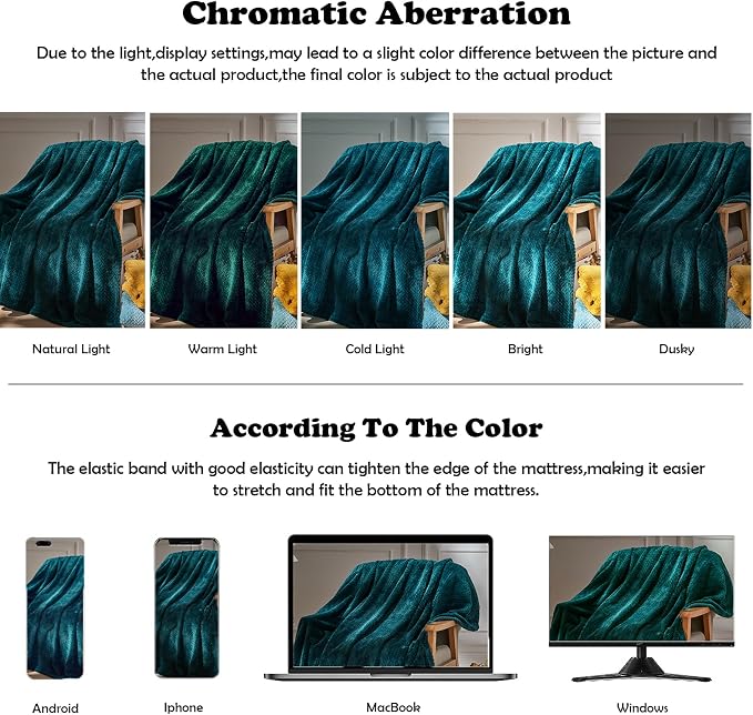 NEWCOSPLAY Fleece Leaves Pattern King Blanket, Dark Teal, 90"x110" | Super Soft Throw Blanket, Lightweight Cozy Bed Sofa Blanket, Premium Silky Flannel Fleece, Travel Blanket for All Season Use