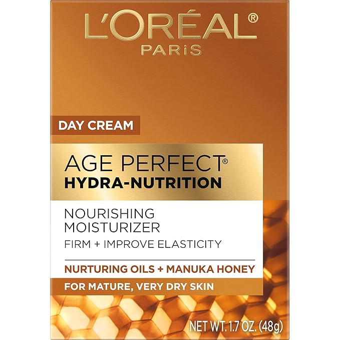 L'Oreal Paris Skincare Age Perfect Hydra Nutrition Ultra Nourishing Honey Night Balm,Face Moisturizer to Comfort,Improve Resilience on Dry Skin,Manuka Honey and Nurturing Oils,1.7 oz.,(Pack of 2)