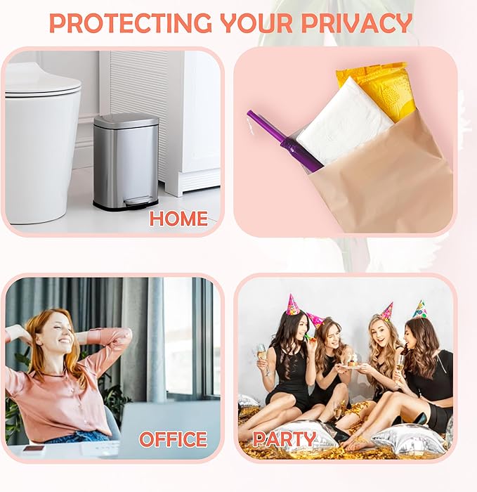 Sanitary Napkin Disposal Bags, 100 Pcs Disposable Sanitary Bag with Self-sealing Seals for Women, Personal Feminine Hygiene Disposal Bags