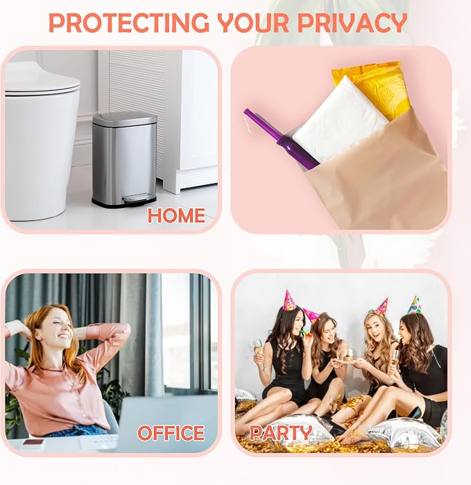 Sanitary Napkin Disposal Bags, 200 Pcs Disposable Sanitary Bag with Self-sealing Seals for Women, Personal Feminine Hygiene Disposal Bags