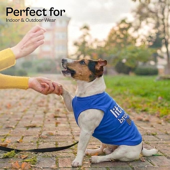 Parisian Pet Dog Shirt – 100% Cotton Shirts for Large Dogs – Blue Sleeveless Pet Clothes – Lightweight and Breathable Dog Apparel – Boy Little Brother Dogs Clothes - Stretchy Pet T Shirts
