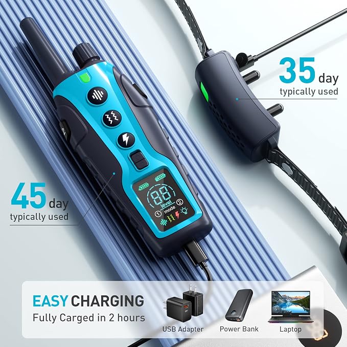 Dog Shock Collar - 4500FT Dog Training Collar with Remote Waterproof e Collar with Flashing Light, Adjustable Pitch Beep(1-8), Vibration(1-16), Safe Shock(1-99), and Keypad Lock