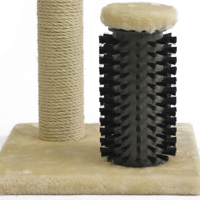 Amazon Basics Cat Scratching Post with Self Groomer for Indoor Cats & Kittens, Small (16.5" H), Beige