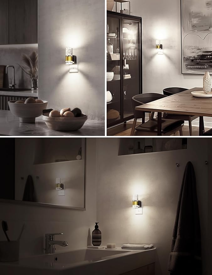 L LOHAS LED Night Light, Decorative Night Lights Plug into Wall | Dimmable Night Light, Auto Light Sensor, Bright White 5000K, Wall Sconce-style Design Nightlight, Bathroom, Bedroom, Hallway