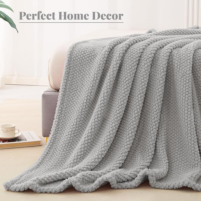 Whale Flotilla Soft Fleece Queen Size Bed Blanket, Light Grey | 90x90 Inch, Suitable for Bed, Fluffy Fuzzy Jacquard Blankets for All Season, Lightweight and Cozy