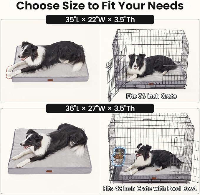 OhGeni Orthopedic Waterproof Med Large Dog Bed, Memory Foam, 36 inch(Gray) | Machine-Washable Removable Cover in Easy-Clean Fabric, Reversible Memory Foam & Easy-Carry Handle, Wider and Larger