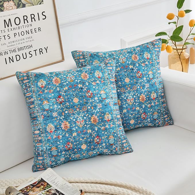 Boho Throw Pillow Covers 20x20 inch Set of 2,Boho Vintage Carpet Pattern Antique Ethnic Decor Double Sided Pattern Cushion Cover Soft Pillow Case Living Sofa Room Bed Square Pillow Cover
