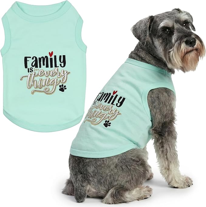 Parisian Pet Dog Shirt – 100% Cotton Shirts for Large Dogs – Blue Sleeveless Pet Clothes – Lightweight and Breathable Dog Apparel – Family is Everything Dogs Clothes - Stretchy Pet T Shirts