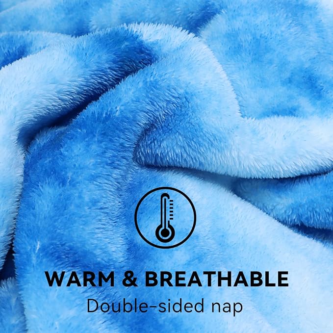 Blue Fleece Blanket, Soft Plush Microfiber Throw for Couch, Sofa, Bed, Luxury Cozy Warm Lightweight Blanket, Living Room Bedroom Home Decor, Travel Camping Gifts for Women and Men