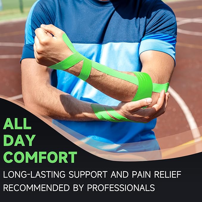 CKeep Kinesiology Tape, Uncut 2 Rolls, Original Cotton Elastic Premium Athletic Tape,Latex Free Hypoallergenic, 2inch x 16ft, Green