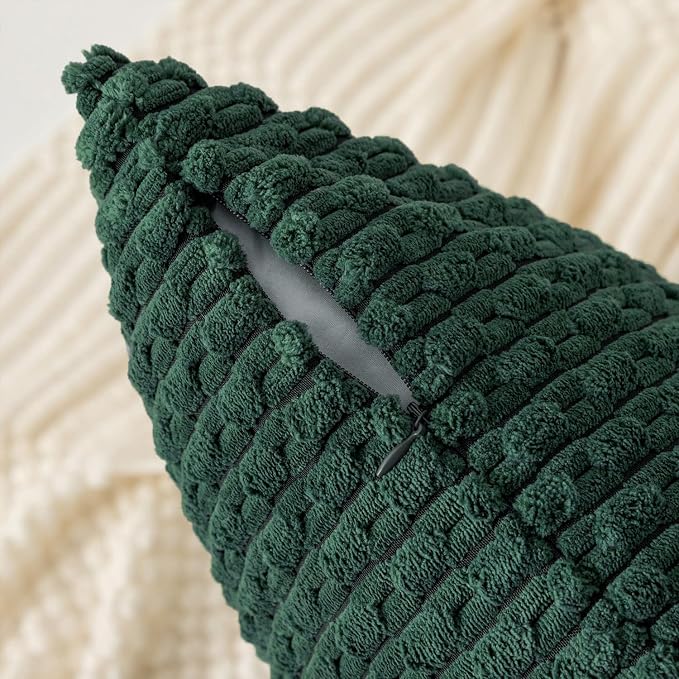 Kevin Textile Soft Corduroy 20"x54" Body Pillow Cover 1 Pack, Army Green | Boho Stripe Plush Corduroy Decorative Oblong Cushion Cover Modern Farmhouse Home Decor for Sofa Couch Bed Chair