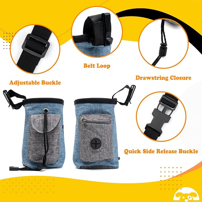 PetnBeyond Dog Treat Pouch Lightweight and Portable Pet Safe Treat Bag, Training Hands-Free Snack Bag with Built-In Poop Bag Dispenser, Capacity for 2 Cups - Great For Walking (Red, Silhouette)