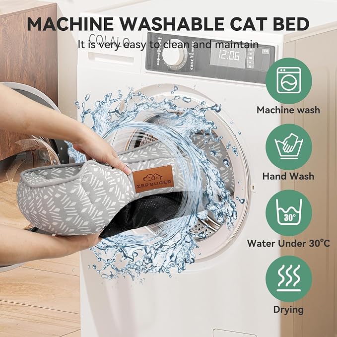 Zerbuger 20in Grey Pattern Rectangle Cat Dog Bed Machine Washable Sofa | Sleeping for Large Medium Small Pets Indoor Outdoor, Non-Slip Bottom Soft Puppy Bed Durable Orthopedic Calming Pet Cuddler