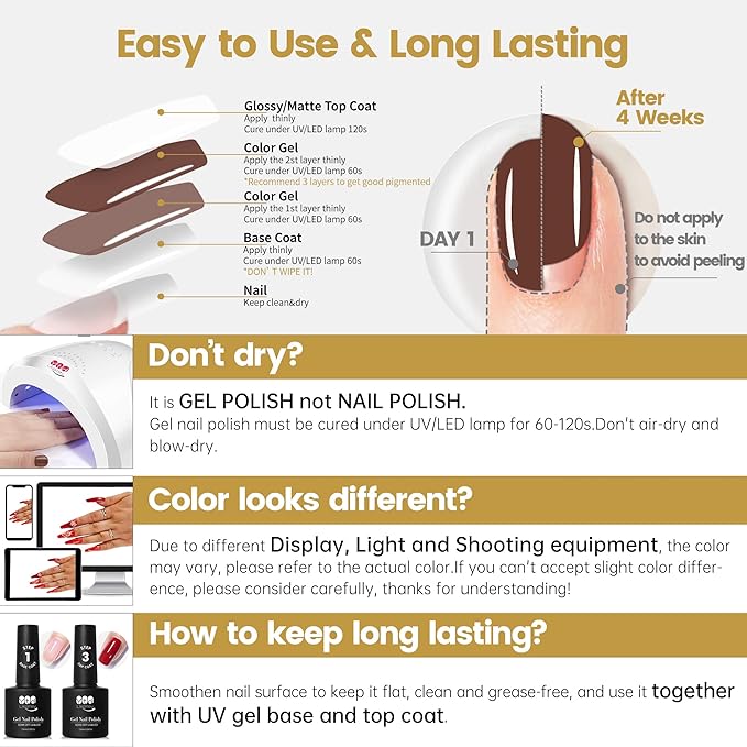 YTD Likomey Van Dyke Brown Gel Nail Polish,15ml Salon Home DIY Nail Art Manicure and Pedicure Fall Winter Soak Off UV Color Varnish,CS217