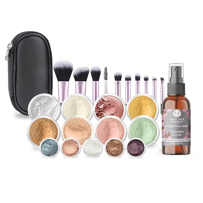 ULTIMATE KIT (DEEP TAN) Full Size Mineral Makeup Set Matte Foundation Kit Bare Face Sheer Powder Cover